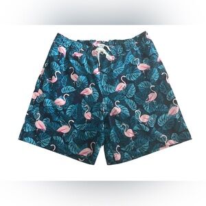 Resort Swim Trunk Tropical Flamingo Men's Swim Shorts/LG